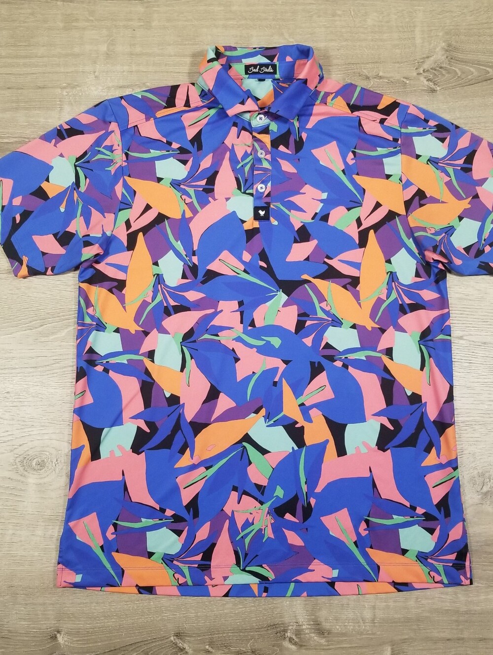 Bad Birdie Punch Out Golf Polo Shirt Mens Large Abstract Geometric Performance